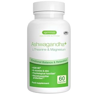 Ashwagandha Complex KSM-66 600mg ad Alto Dosaggio, L-Teanina, Magnesio, Zinco e Vitamine B Metilate, Estratto di Sola Radice 5% Withanolidi, Stress Support, Puro & Vegano, 60 capsule - Igennus