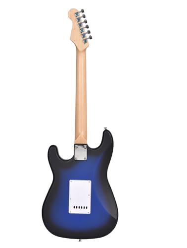 Image of Blueberry R-701-M Full Size Electric Guitar, Tech Rosewood Fretboard, Chrome-Plated Hardware, SSS Pickup, 6-String Right-Handed Beginner Kit with Bag, Strap, Strings & 2 Picks (Blue, Value Pack)
