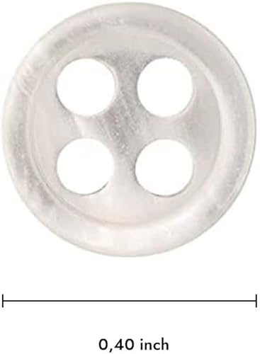 Miniatura 2 de 12 botones transparentes para coser botones de 0.4 pulgadas para manualidades, botones blancos de camisa de 16 L, 4 agujeros, botones de plástico de