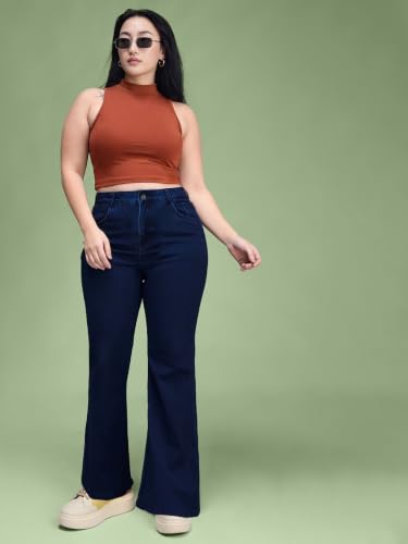 Image of Miss Chase A+ Women's Wide-Leg High Rise Regular-Length Stretchable Denim Jeans