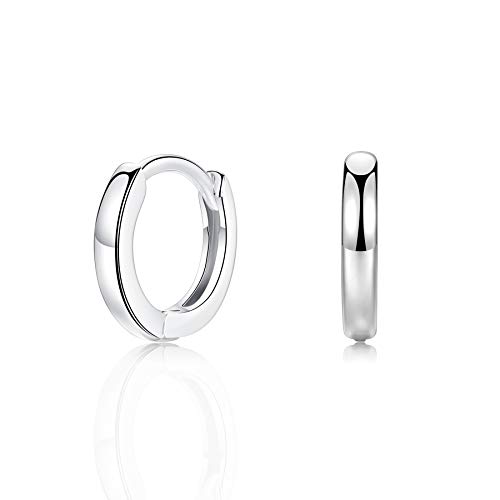 Small Silver Hoop Earrings 925 Sterling Silver Post Lightweight Sleeper Hoops Earring 8mm Silver Earrings for Women Girls Men Gifts Diameter 8mm Thickness 2mm
