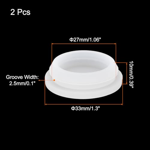 Image of MECCANIXITY 2pcs Silicone Snap in Locking Hole Plugs,27mm /1.1 Inch Mounting Diameter Narrow Groove Width 2.5mm Panel Seal Cover Round for Kitchen Bulkheads Waterproof Sealing Plugs Clear