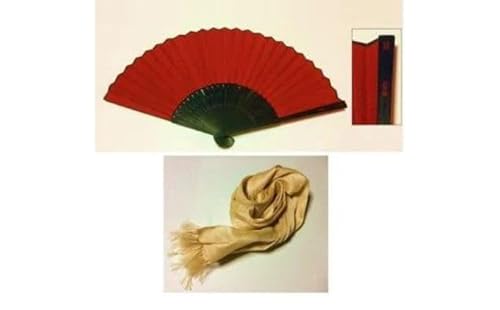 上田紬林檎染ストールと赤備え扇子