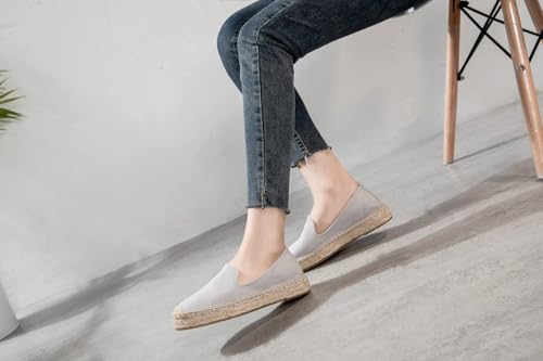 Image of Women's Classic Slip on Flat Shoes Casual Cap-Toe Platform Simple Espadrille Canvas Loafers