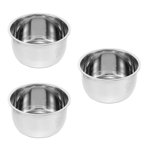 PRETYZOOM 3 Piezas Revestimiento De Olla Arrocera Olla Interior De Cocina Eléctrica Olla Interior para Tanque Interior De La Cocina Olla Interior De La Olla Arrocera Silver Acero Inoxidable