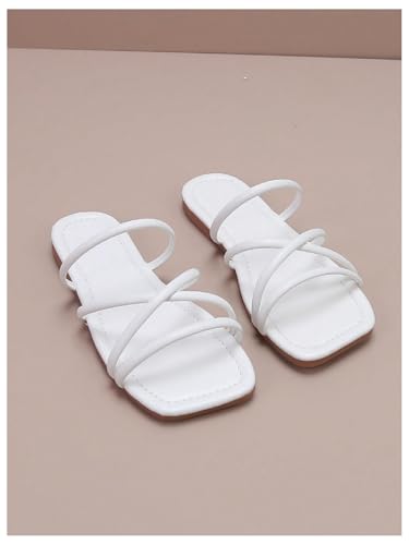 GORGLITTER Girl's Strappy Sandals Cross Strap Flat Slip On Open Toe Slides Sandal3