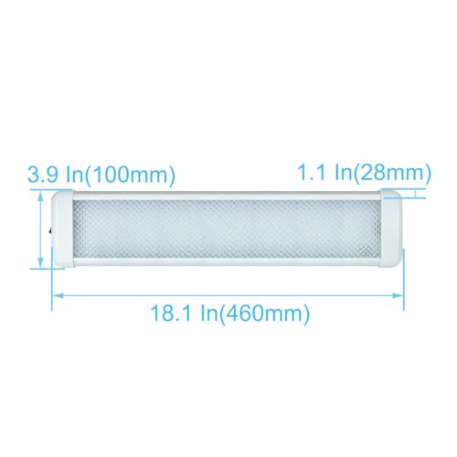 QHLightlux 18 Inch RV LED Interior Light Fixture, Cargo Utility Trailer Lighting, 6000K Cool-White, 12V/24V DC, High Lumen Output Low Current Draw, On/Off Rocker Switch, Aluminum Housing, 1 Pack by QHLightlux - Used condition - Image 2