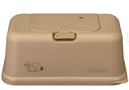 Funkybox Boîte de rangement pour lingettes humides, beau design et fonction parfaite, unisexe, fraîcheur longue durée et utilisation facile (grande, café latte – lapins)