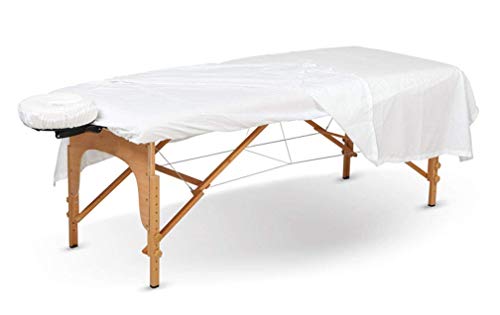 POLY-COTTON SPA Massage Table Sheets Covers 3 Pieces Full Set NO Wrinkling & Shrinking (White)