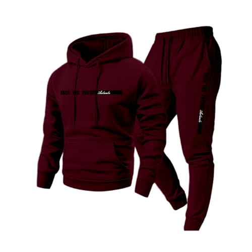Men Joggers Set Hooded Sweatshirt Fleece Sweatpants Joggers Tracksuit - image 5