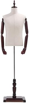 Male Mannequin Torso Body Dress Form Clothing Display with Wood Stand Adjustable Height Model Dummy