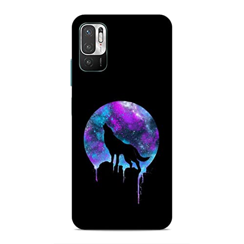 Image of Printed Mobile Back Hard Case Cover for Xiaomi Redmi Note 10T 5G / Xiaomi Redmi Note 10 5G / Xiaomi Poco M3 Pro 5G | Wolf, Black Shadow, Multi Stars, Colourful sky-2181