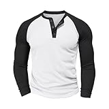 Cambkatl Color Block Waffle T-Shirts for Men 2025 Fall Raglan Long Sleeve Casual Pullover Button Up Crewneck Henley Tee Shirt