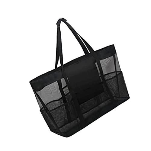 Practical Mesh Beach Tote Bag for Travel and Storage Portable Clothes Pouch for Bathroom Swimming and Family Use Black