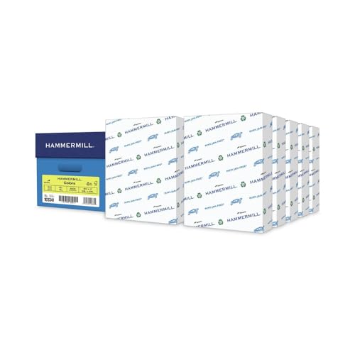 Image of Hammermill Colored Paper, 20 lb Canary Printer Paper, 8.5 x 11-10 Ream (5,000 Sheets) - Made in the USA, Pastel Paper, 103341C