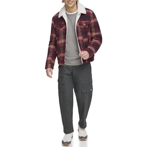 Levi's Men's Wool Blend Plaid Trucker with Sherpa Lining4