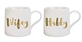 Slant Collections Jumbo Coffee Mugs - Set of 2, Wifey &Hubby (10-04830-001)