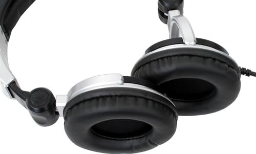 Pronomic KDJ-1000 DJ-Kopfhörer - Außenschallisolierung dynamischer Kopfhörer - kabelgebundener Studio-Kopfhörer (107 db SPL, 3,5 m Kabel, verstellbarer Kopfbügel, inkl. Adapter) - silber/schwarz