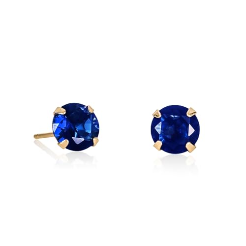 namana Petites Boucles d'Oreilles Bleu Saphir en Solitaire en Argent Sterling 925 Plaqué Or, Simples Boucles d'Oreilles Or pour Femme et Jeune Filles avec des...