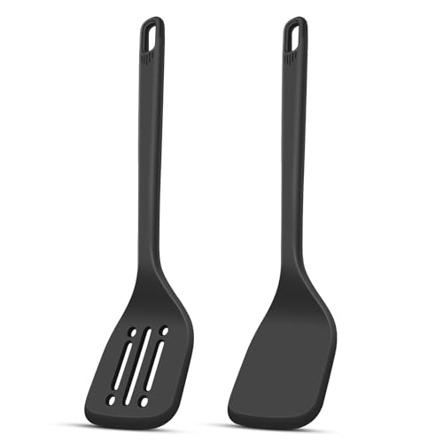 Nilehome Silicone Spatula Set of 2 Pack, High Heat Resistant BPA-Free Premium Food Grade Rubber Spatulas, Stainless Steel Handle Coated with Silicone Spatulas for Scraping, Baking, Cooking, Mixing