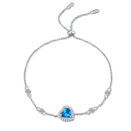 Bracelet cœur en moissanite bleu roi 1ct, le cadeau idéal