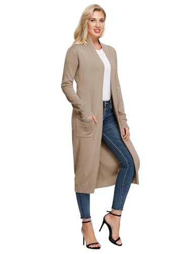 GRACE KARIN Essential Solid Open Front Maxi Long Knitted Cardigan Sweater for Women