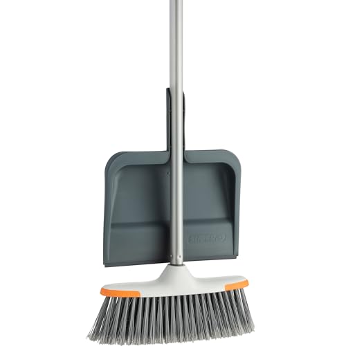 Image of Superio Clip-On Dustpan with Rubber Lip - 10-inch Wide Durable Plastic Dust Pan with Comfort Grip Handle, Grey, 3-Pack