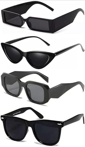 Image of IFLASH Rectangular Sunglasses Retro Fashion Shades for Men & Women (Pack of 4)