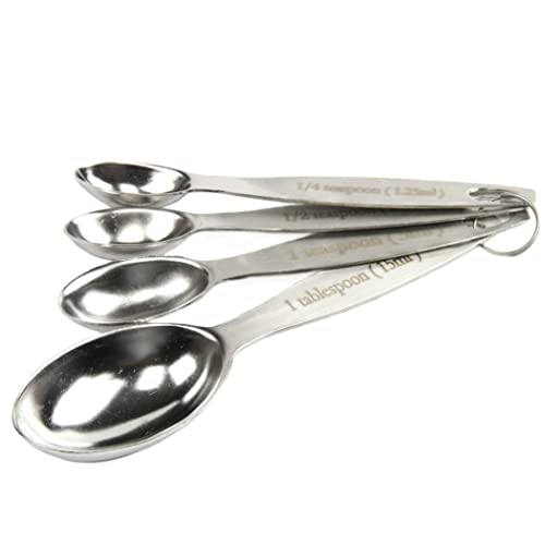 Chef Craft Select Oval Measuring Spoon Set, 1/4 Tsp, 1/2 Tsp, 1Tsp And 1Tbsp, Stainless Steel #TOP6