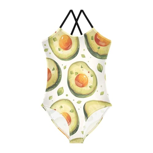 Funny Avocado Kids Girls 1-Piece Swimsuit Beach Swimwear Adjustable Shoulder Strap Cute