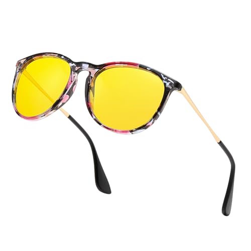 D Lolylad Nachtsichtbrille für Damen - Nachtfahrbrille für Autofahrer Autofahren Nacht gelbe Brille (Blume) D Lolylad Nachtsichtbrille für Damen - Nachtfahrbrille für Autofahrer Autofahren Nacht gelbe Brille (Blume)