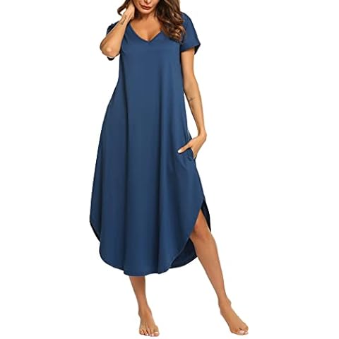 ADOME Dome Camisón de Mujer Pijama Largo con Bolsillos Cover