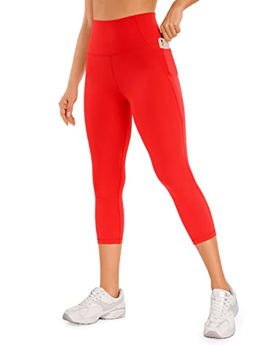 Crz Yoga Womens Butterluxe Workout Capri Leggings With Pockets 21 Inches - High Waisted Gym Athletic Crop Yoga Leggings Dark Red Medium #TOP9