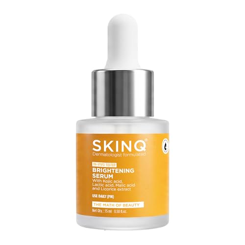 Image of SKINQ Brightening Serum for Women with Licorice & Lactic Acid | Face Elixir for Tan, Pigmentation & Dark Spots | Exfoliates, Brightens & Softens | Helps Repair & Heal Sun-Damaged | 15ml