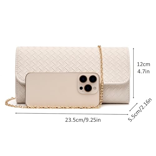 Image of DETARA Woven Evening Bag Clutch Purses for Women Fashion PU Leather Crossbody Purse for Wedding Party and Prom