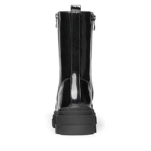 Image of DREAM PAIRS Women's Combat Boots Lace up Mid Calf Boots Low Heel Chunky Platform Lug Sole Riding Boots