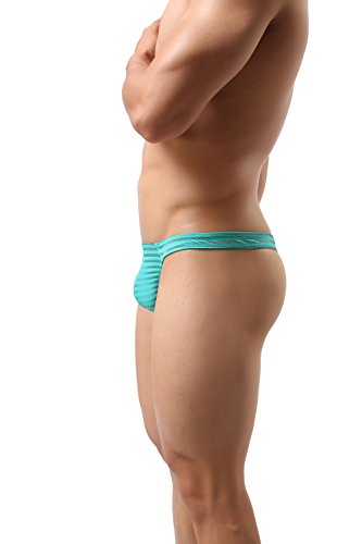 ONEFIT Mens Bikini Underwear,T-back Briefs Transparent Breathable Underwear 4Pack, Green, Small