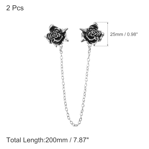 Image of uxcell Rose Sweater Clips, Retro Cardigan Collar Clips with Chain Shirt Clips Shawl Clips Clothes Clip for Women