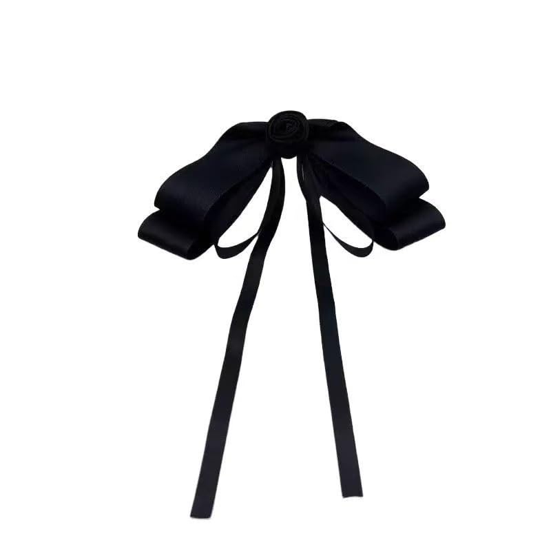 Retro Black Camellia Ribbon Hair Accessory Updo Fabric Headwear