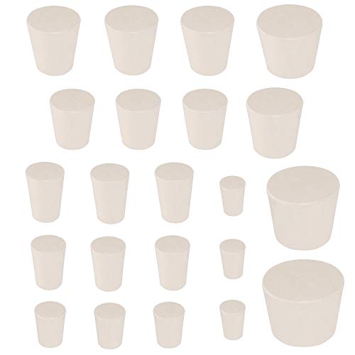 Hysagtek 22 tapones de goma s�lida, color blanco con estuche de almacenamiento, 10 tama�os surtidos (000# -8#)