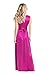 Dress the Population Women's Krista V Neck TIE Waist Coated Jersey Slit Front Maxi Dress, Dark Magenta, Medium