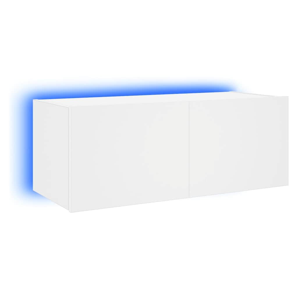 vidaXL TV-Wandschrank mit LED-Leuchten Weiß 80x35x31 cm