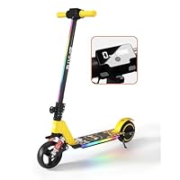 E-RIDES 6.5'' Foldable Kids Electric Scooter - Colorful LED Lights, 8 Mph Max Speed, Electric Scooter Kids 5 Mile Range, Shock Absorbing Comfort, E Scooter for Kid with Display (Yellow)