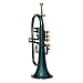 Professional Flugelhorn, Metallic Green and Gold Brass Instrument, 4-Valve Design