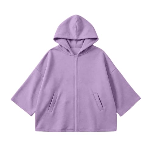 Sweatshirts for Girls Zip Up Hoodie Oversized Jacket with Pockets | Oversized Drop Shoulder Hooded Top Soft Comfy Sweatshirt with Pockets forSchool Lounge Outdoor Fall Winter - image 5
