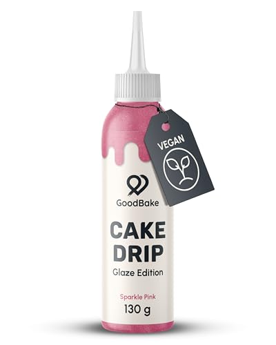 GoodBake Cake Drip Glaze 130g Pink | Kuchenglasur auf Glukosebasis | Vegan & Laktosefrei | Zuckerschrift für Kuchen Kekse & Cup Cakes | Torten Deko