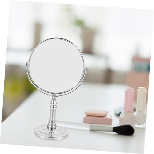 Espejo de maquillaje doble cara de escritorio metal miniatura 5