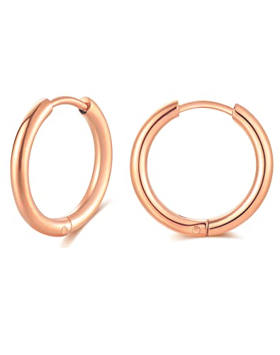 Image of 316L Surgical Stainless Steel Huggie Hoop Earrings 6mm 8mm 10mm 11mm 12mm 14mm Hypoallergenic Earrings Hoop Cartilage Helix Lobes Hinged Sleeper Earrings For Men Women