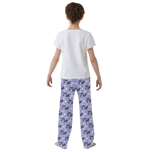 Raccoon Starry Star Boys Long Pants Soft Trousers Elastic Waist Kids Lounge Bottoms with Pockets S-XL3
