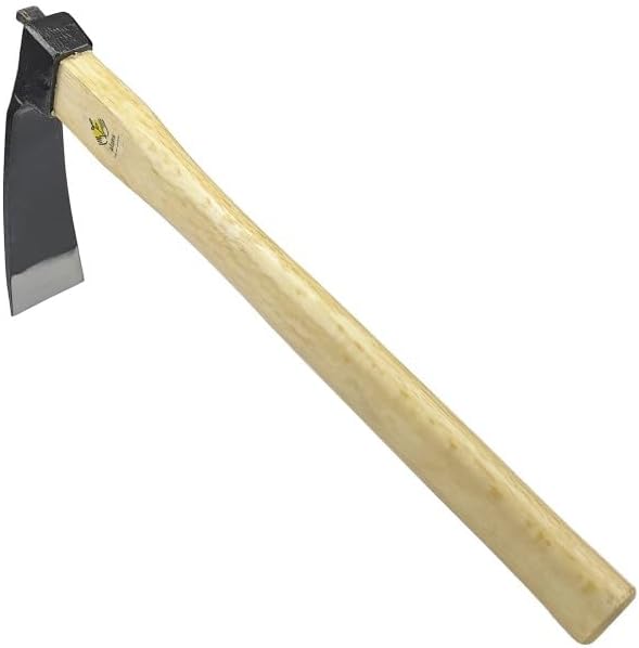 Azada estrecha resistente de 14 pulgadas, sin soldadura, acero al carbono japonés con mango de madera de roble, herramienta de jardín para excavar,
